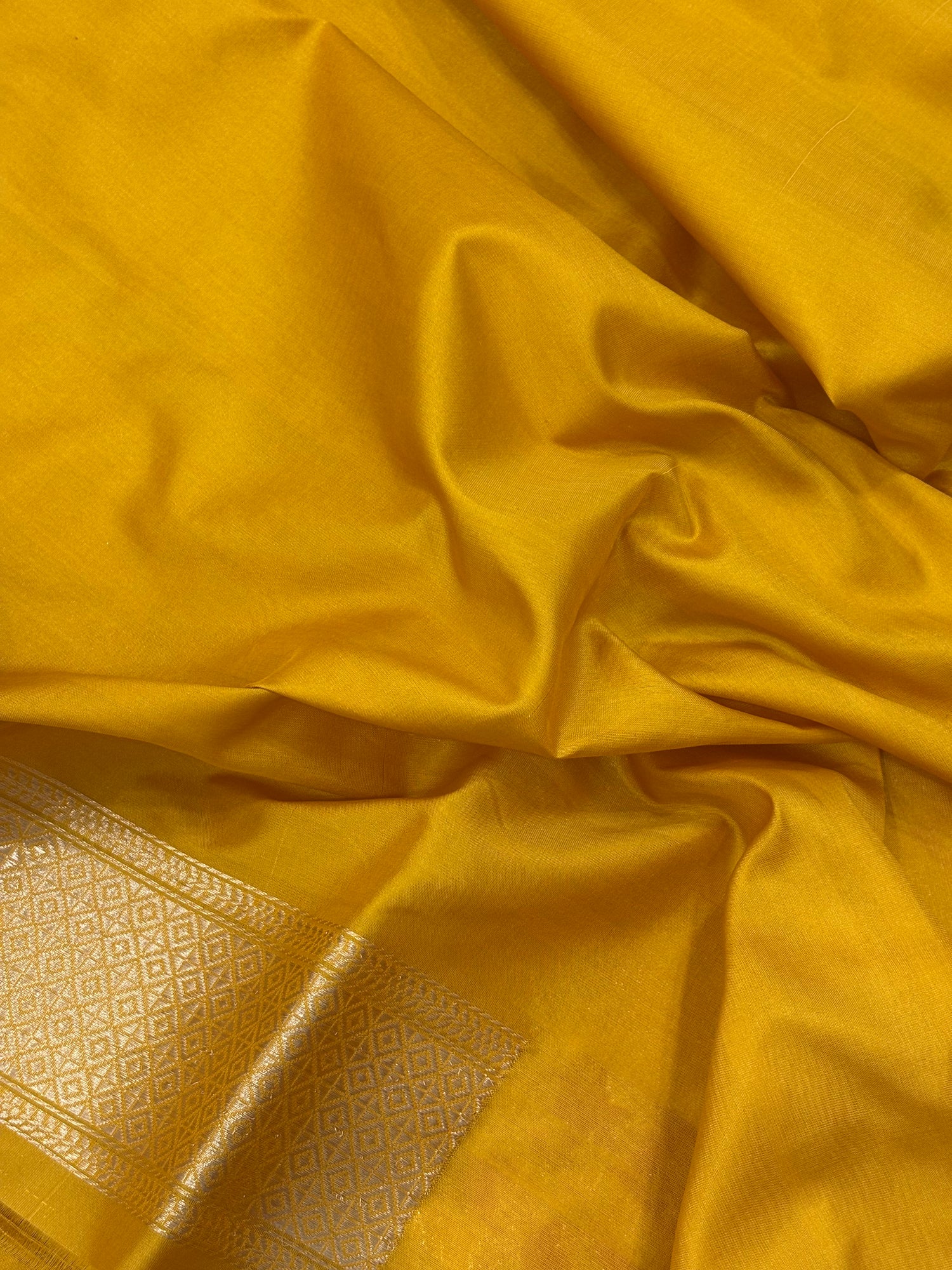 Yellow Banarasi Katan Brocade Handloom Silk Saree