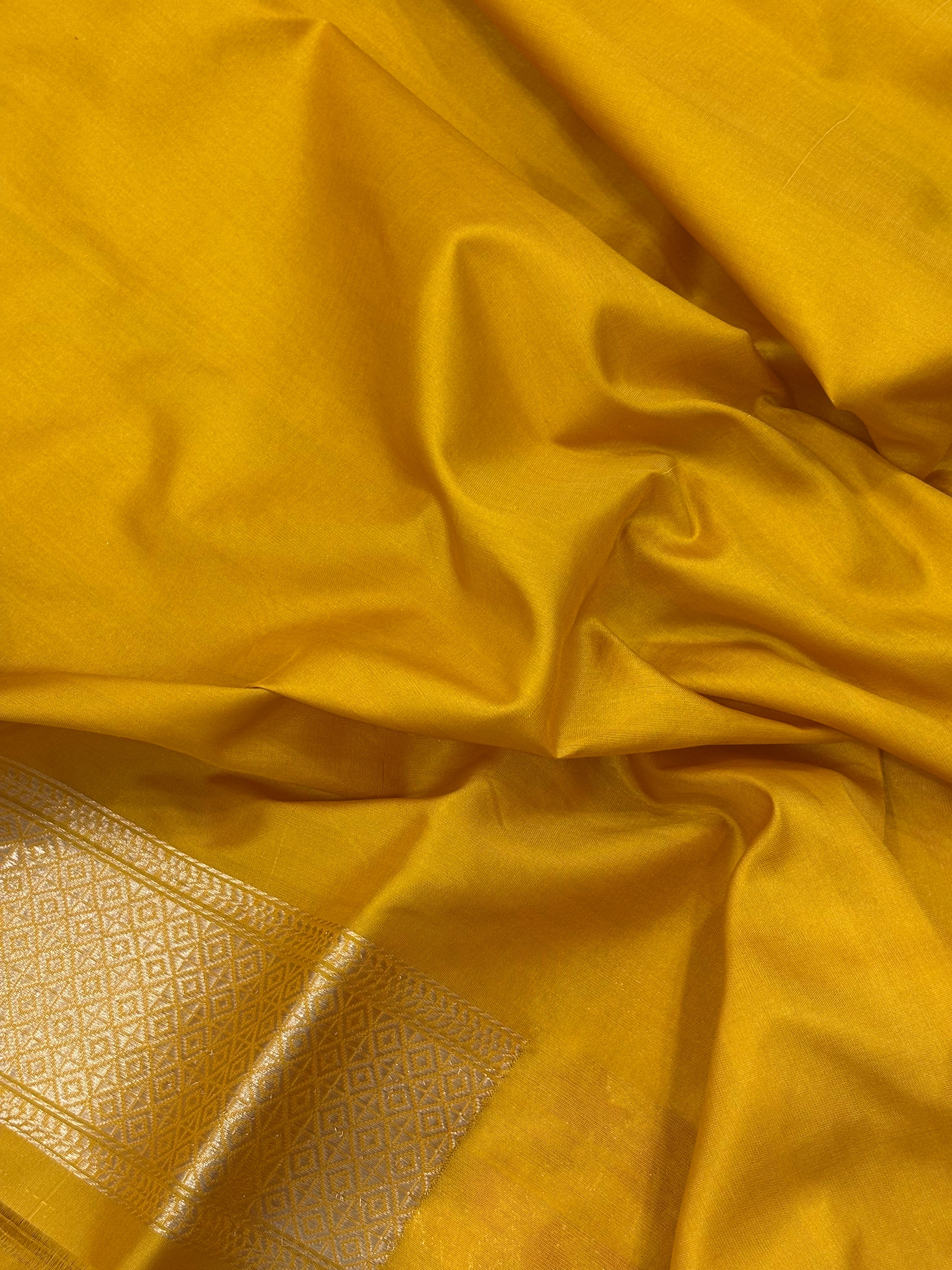 Yellow Banarasi Katan Brocade Handloom Silk Saree