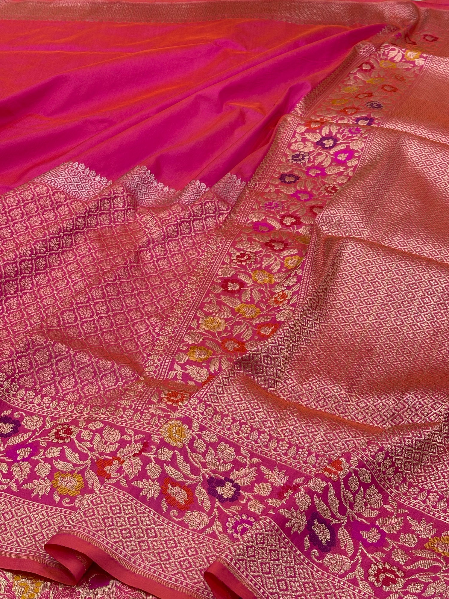 Rani Pink Banarasi Pure Katan Silk Handwoven Saree