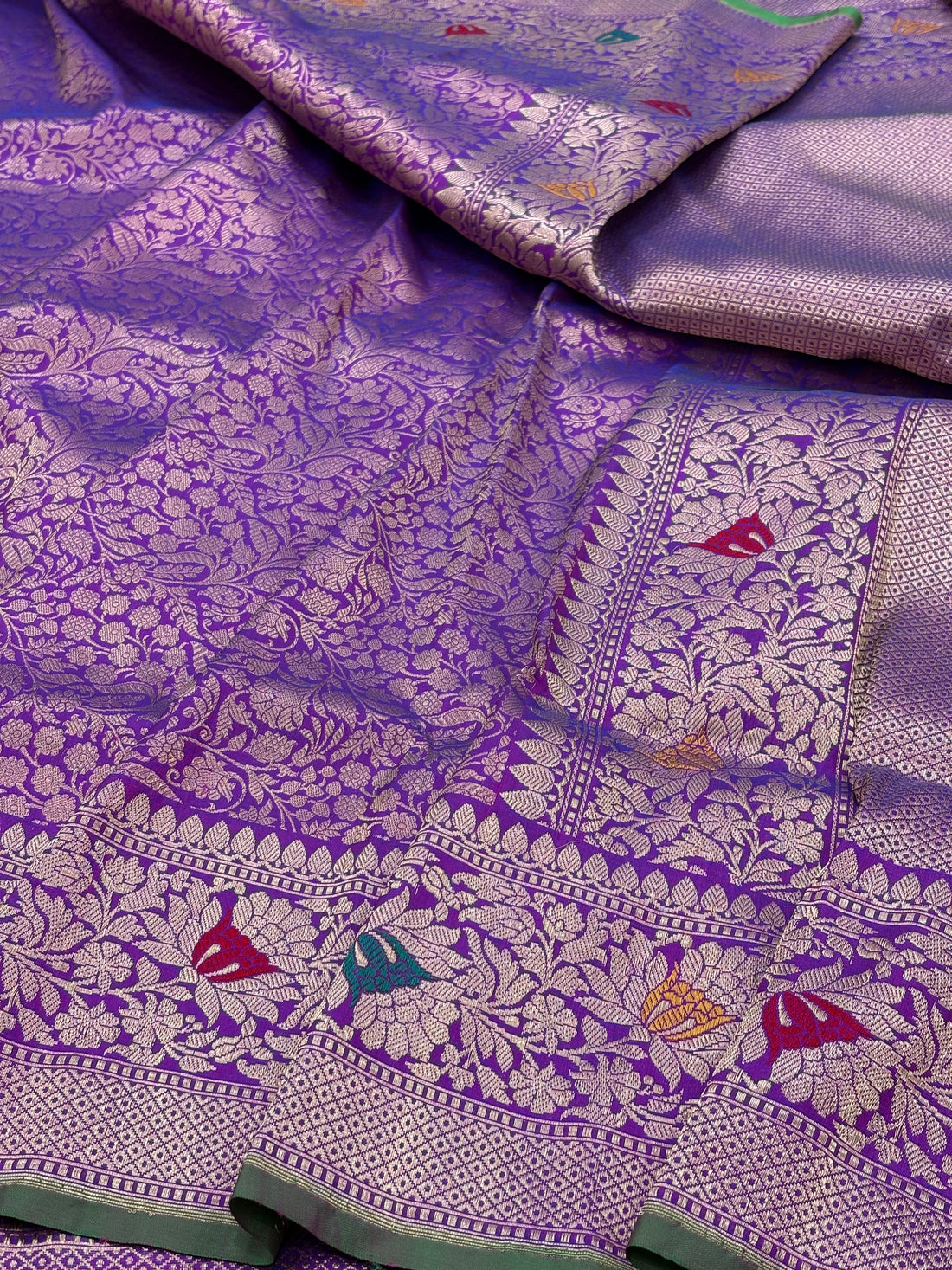 Purple Banarasi Katan Brocade Handloom Silk Saree