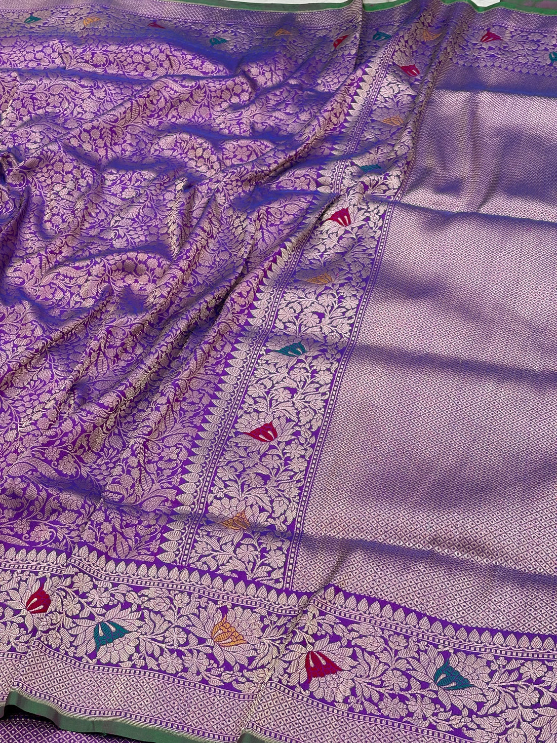 Purple Banarasi Katan Brocade Handloom Silk Saree