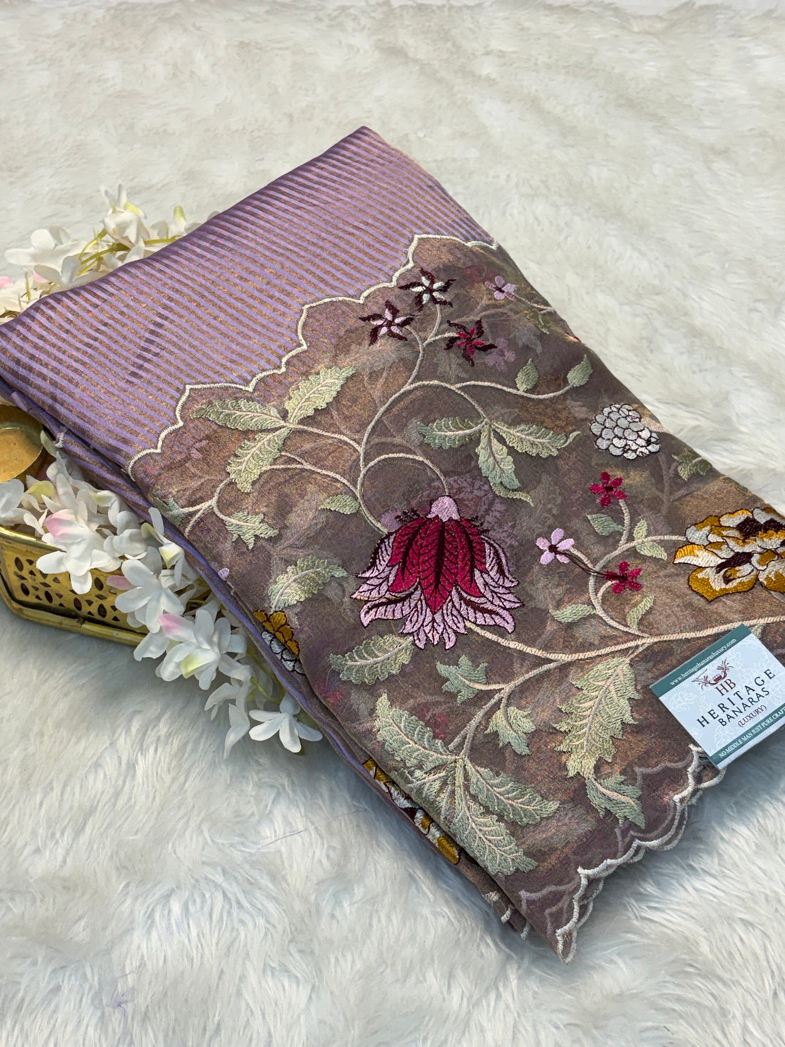 Purple Handloom Tissue Saree