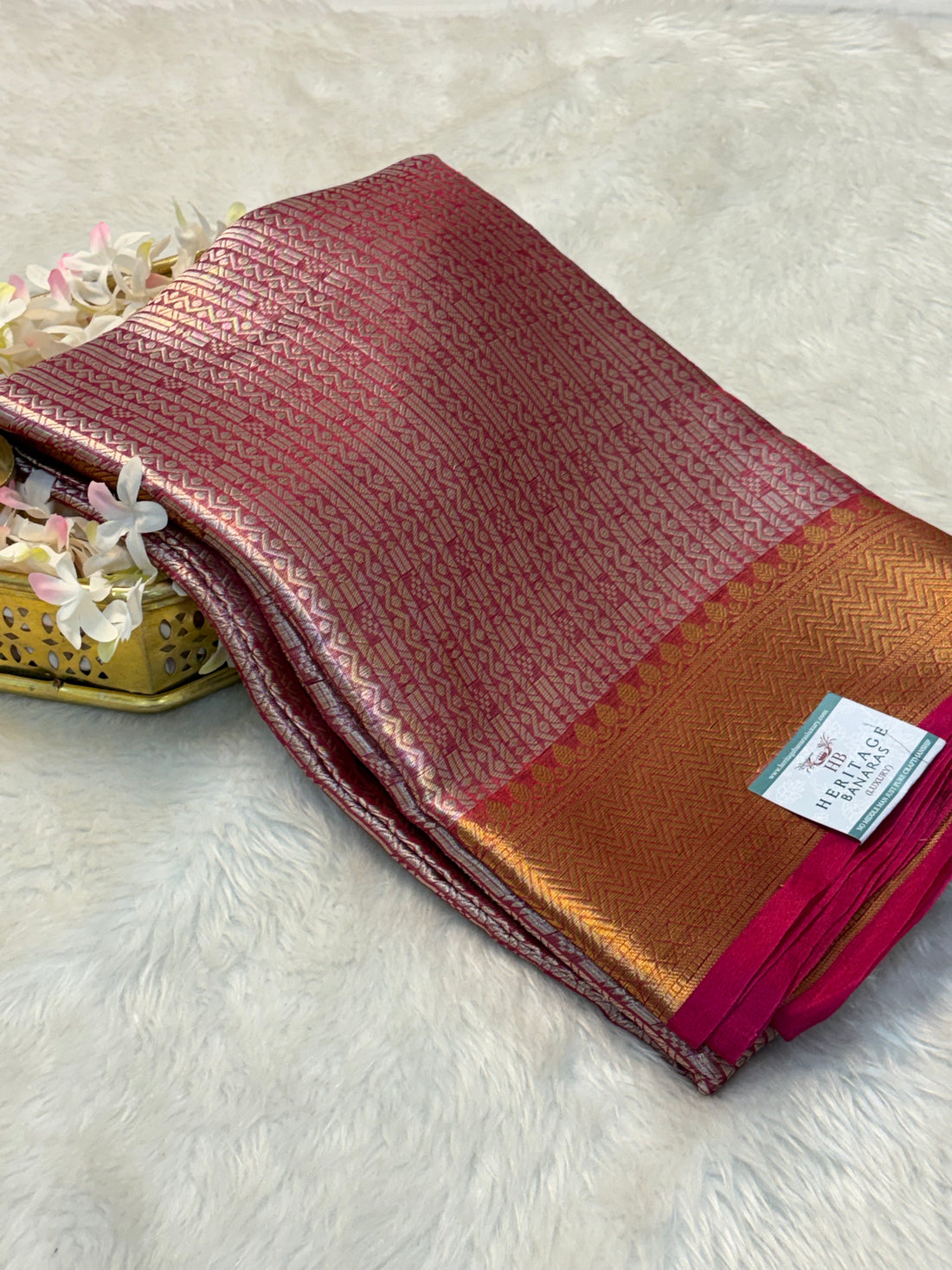 Pink Handloom Tissue Banarasi Brocade Saree