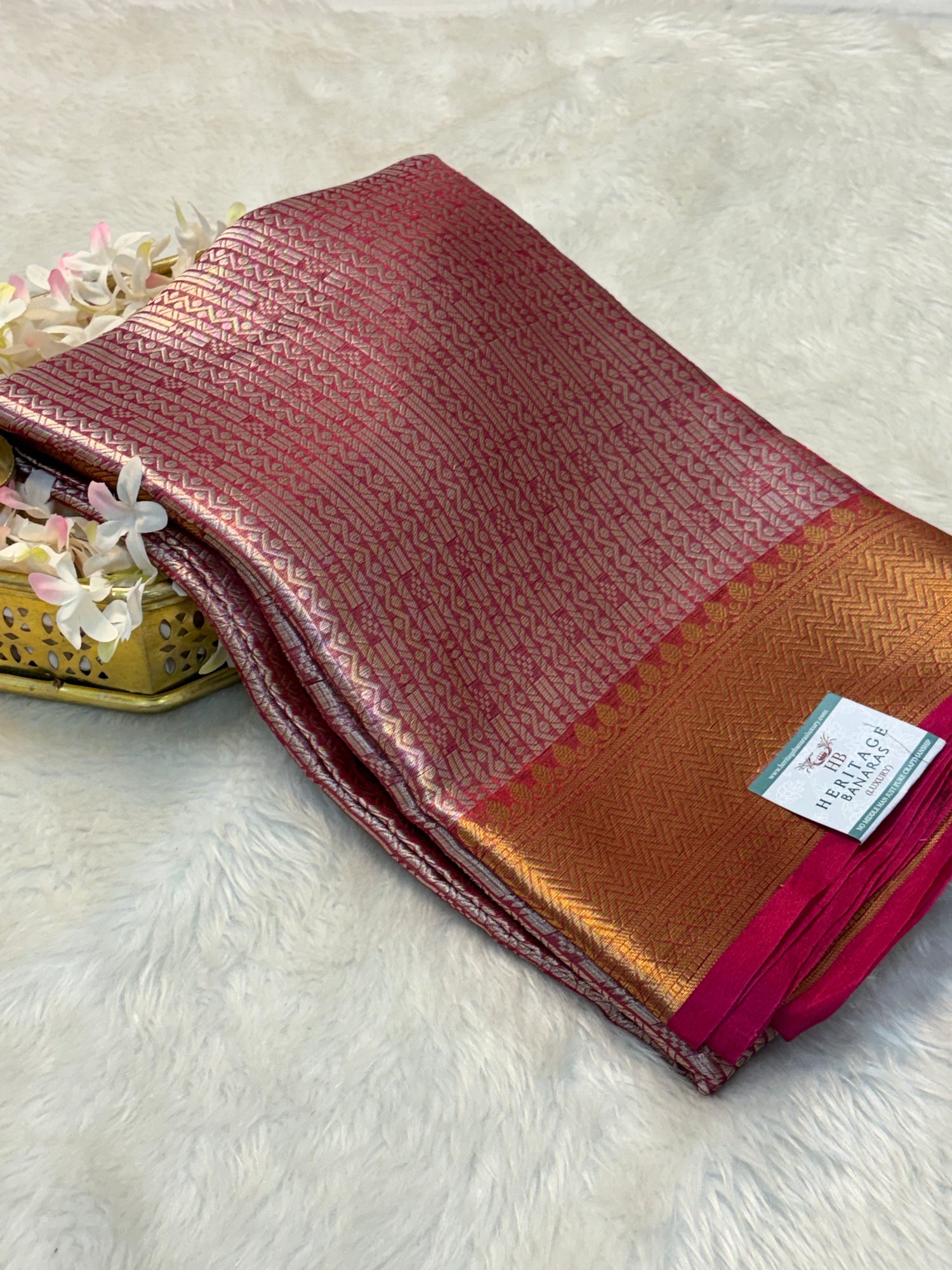 Pink Handloom Tissue Banarasi Brocade Saree