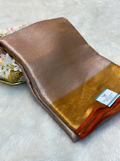 Orange Handloom Tissue Banarasi Brocade Saree