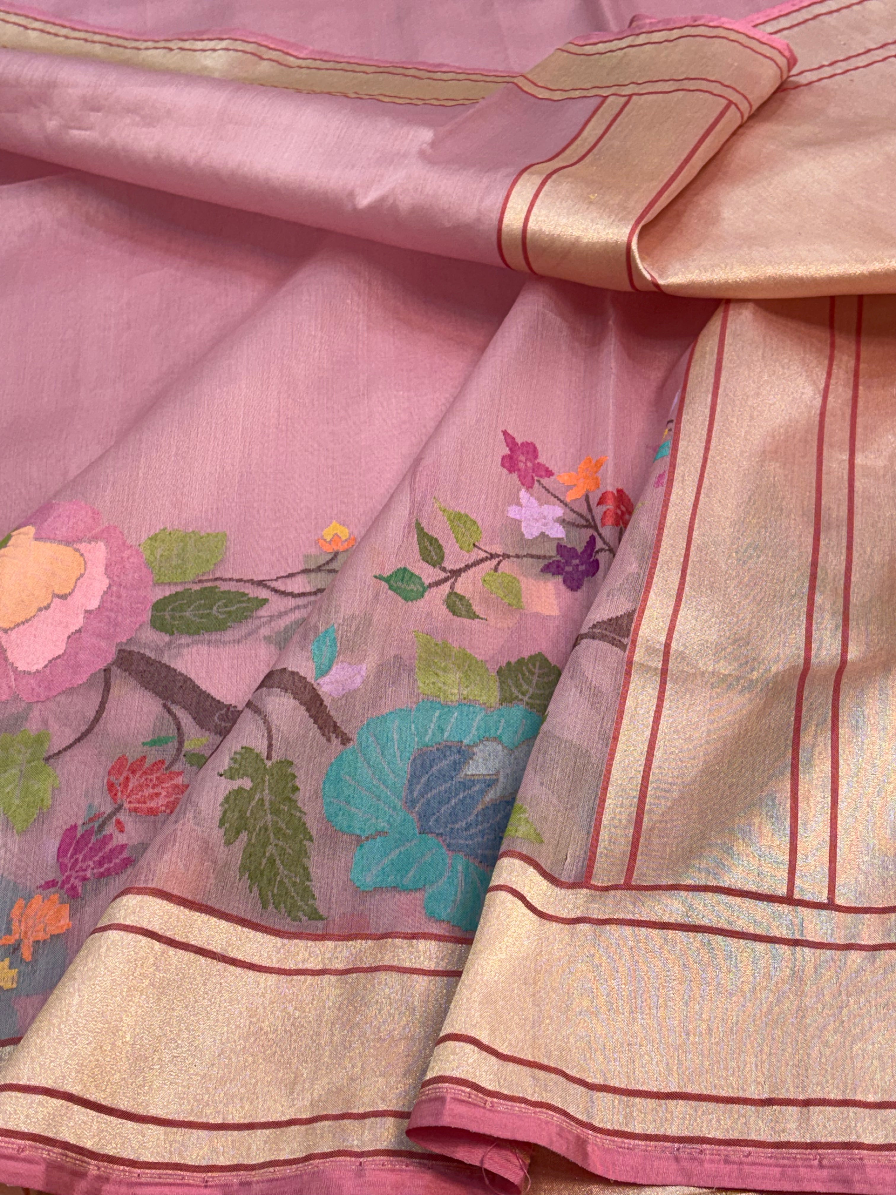 Pink Ektara Kora Jamdani Saree