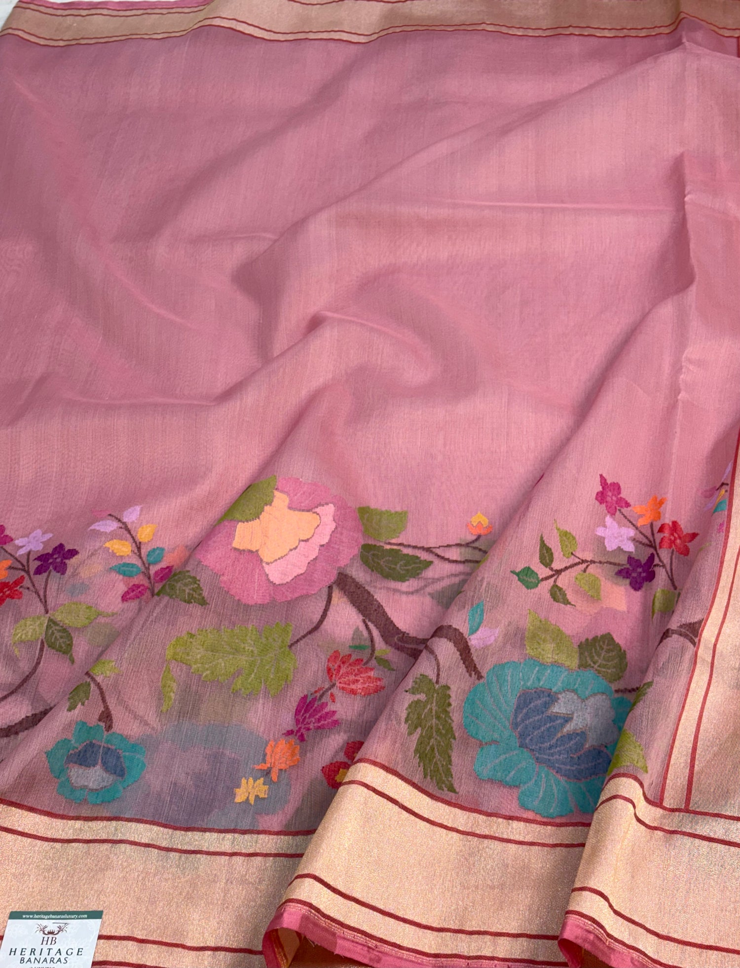 Pink Ektara Kora Jamdani Saree