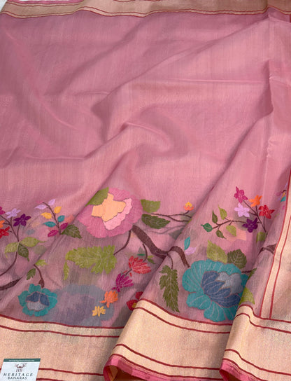 Pink Ektara Kora Jamdani Saree