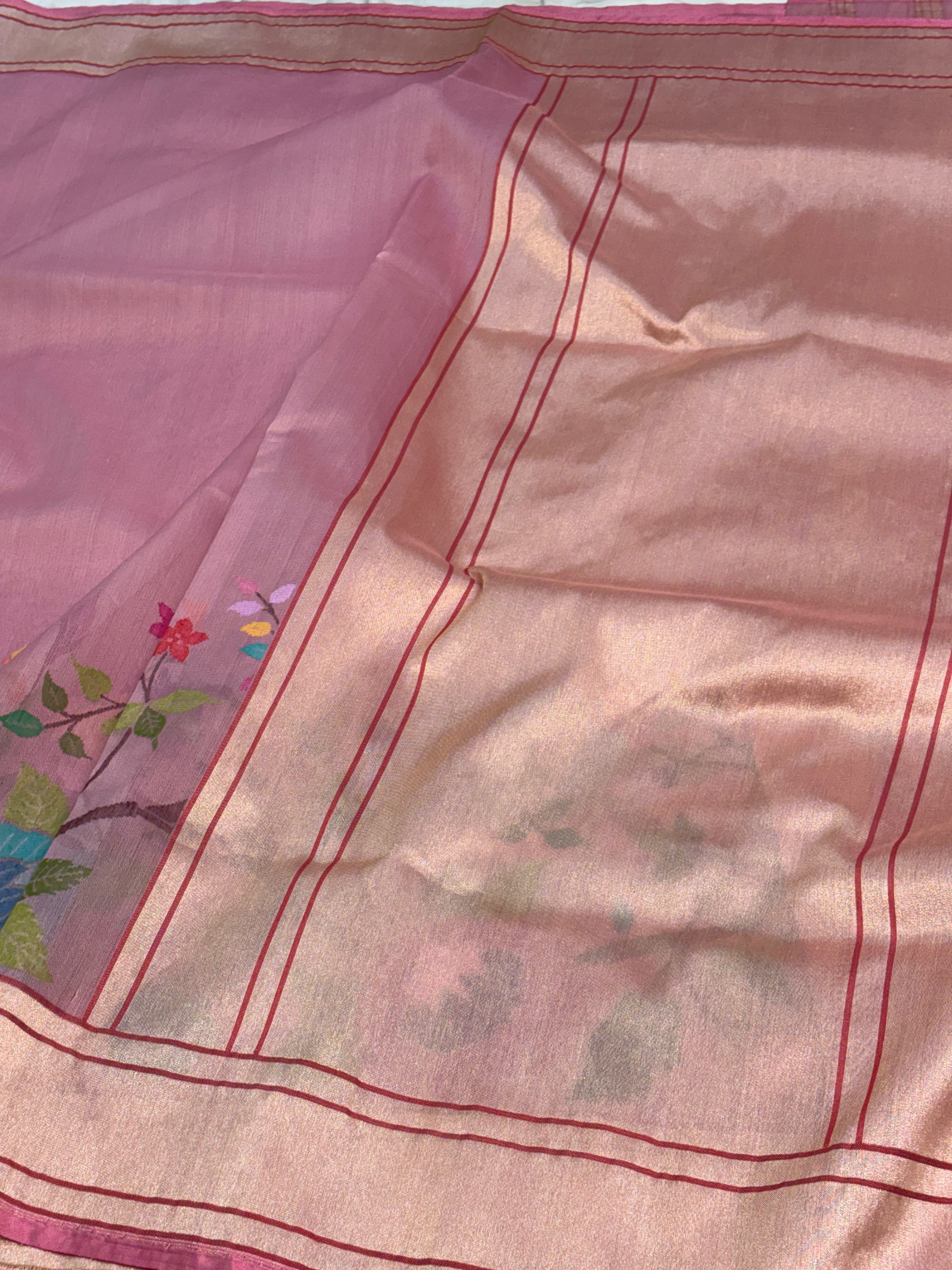 Pink Ektara Kora Jamdani Saree
