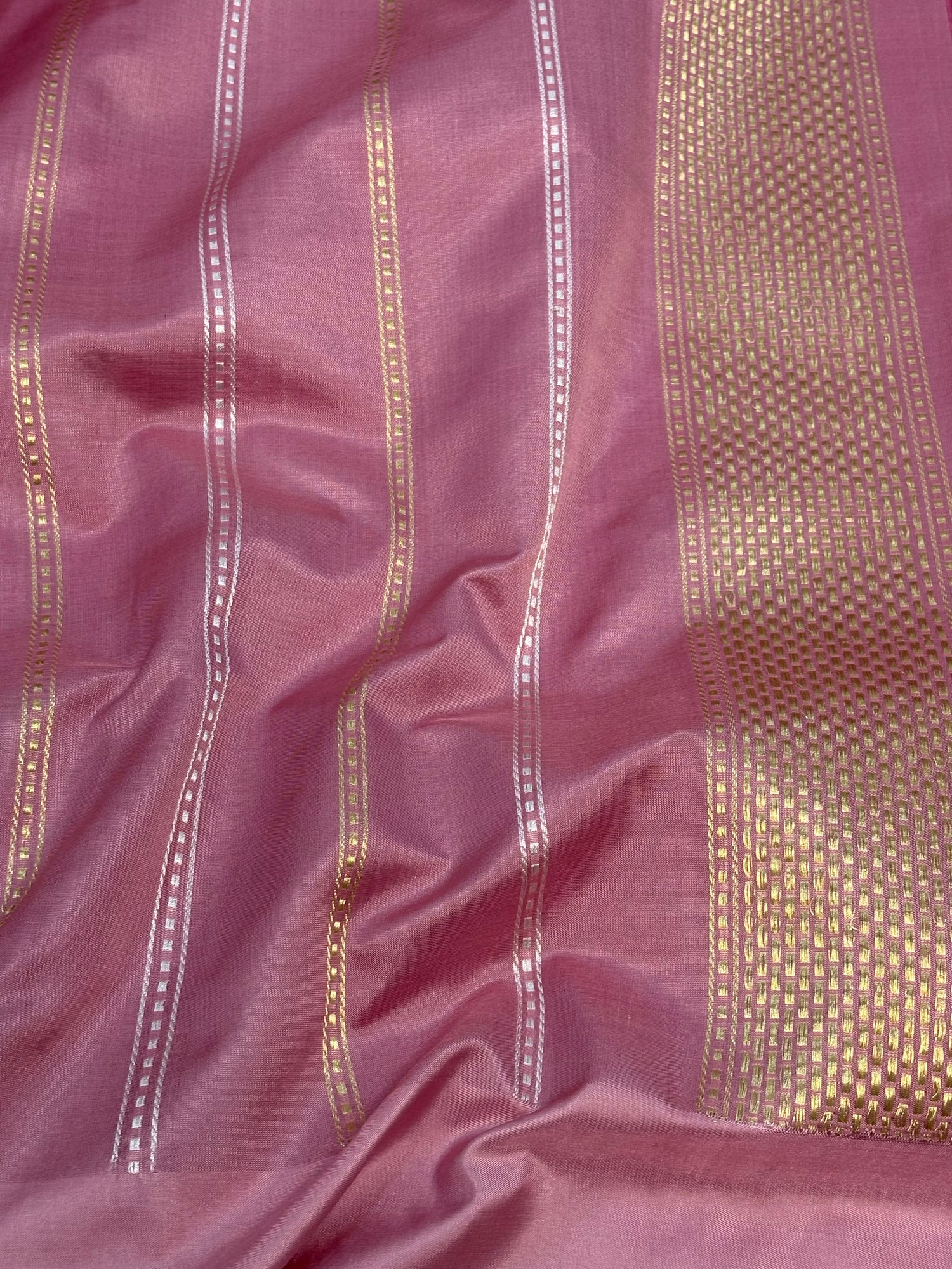 Rani Pink Handwoven Banarasi Kora Silk Saree