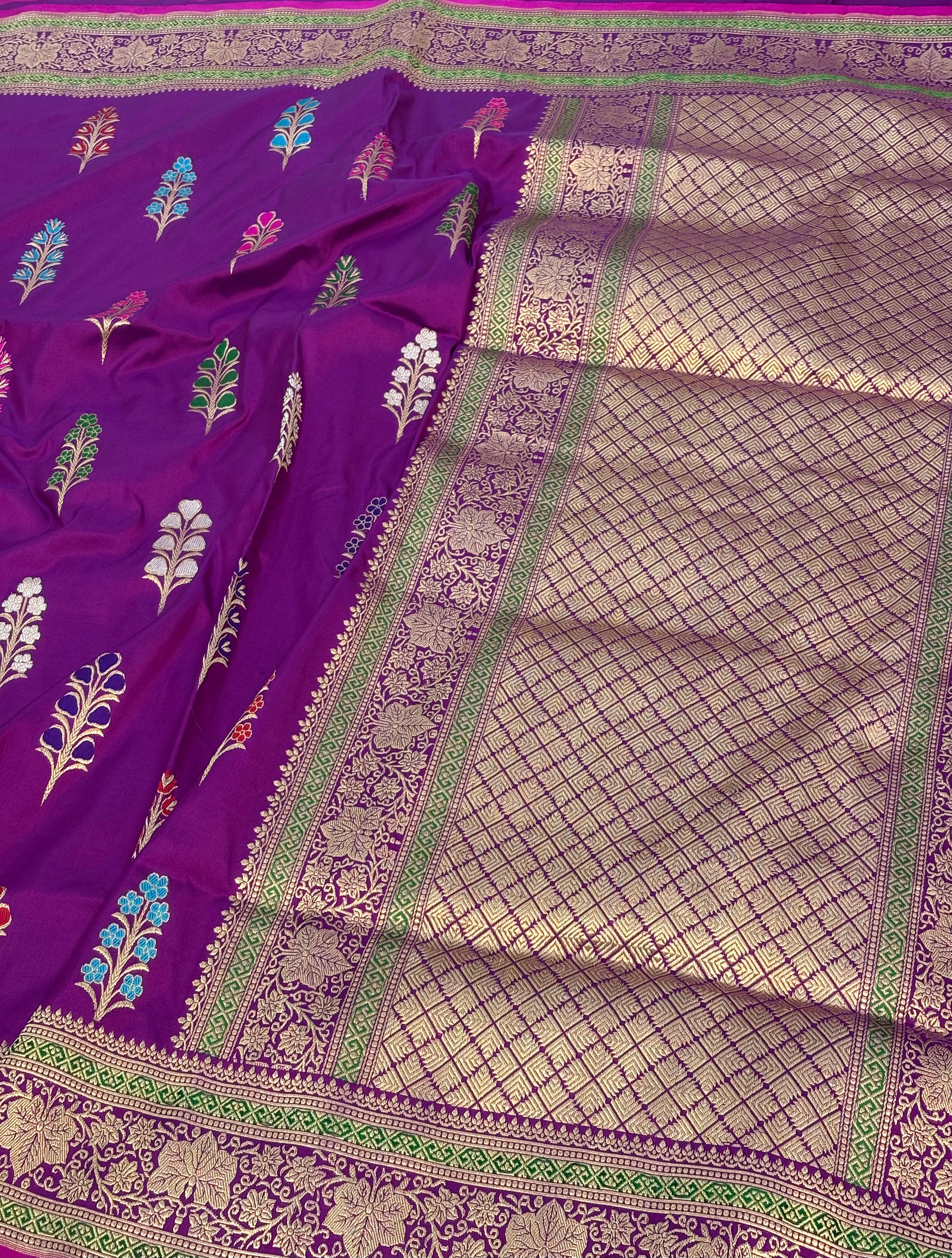 Purple Handwoven Banarasi Katan Silk Saree