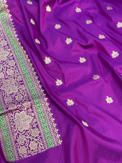 Purple Handwoven Banarasi Katan Silk Saree
