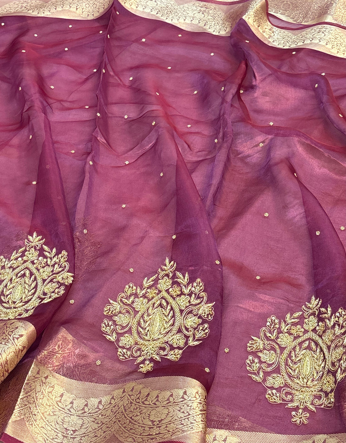 Pure Purple Handloom Tissue Saree