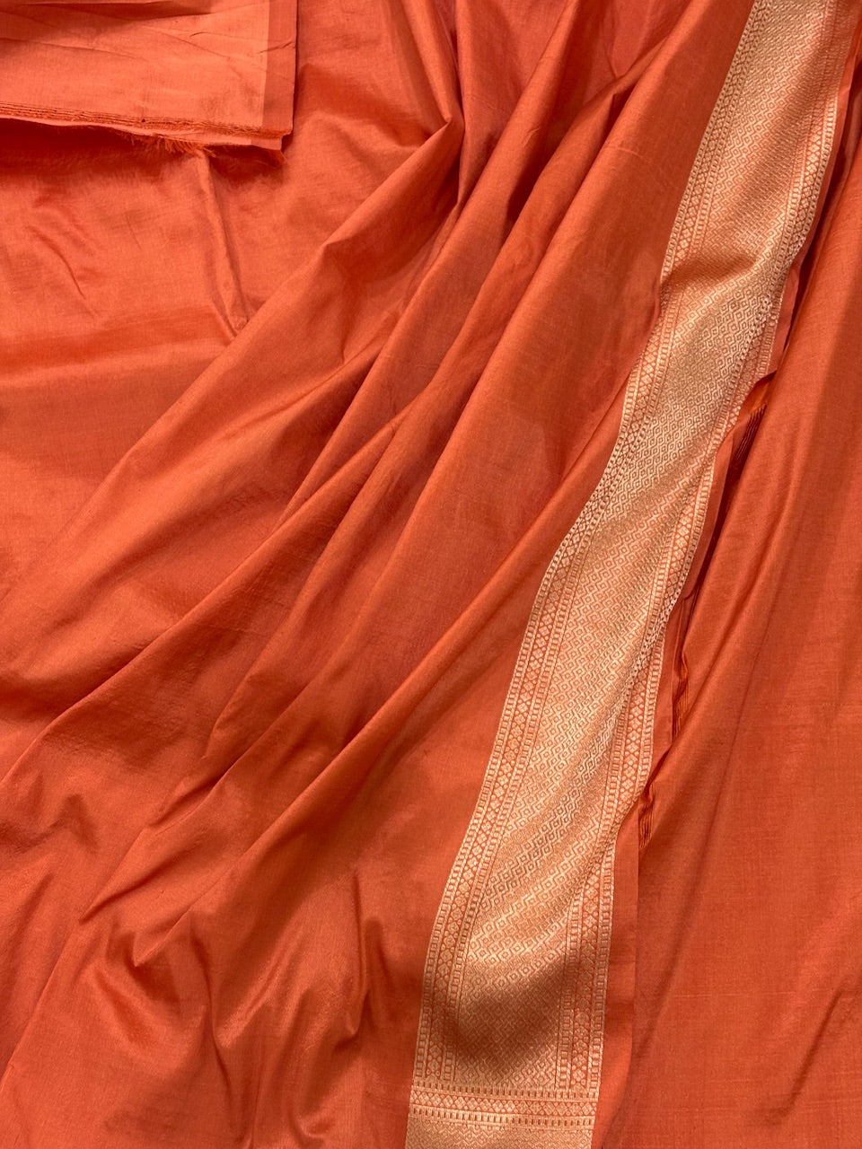 Orange Banarasi Katan Brocade Silk Saree