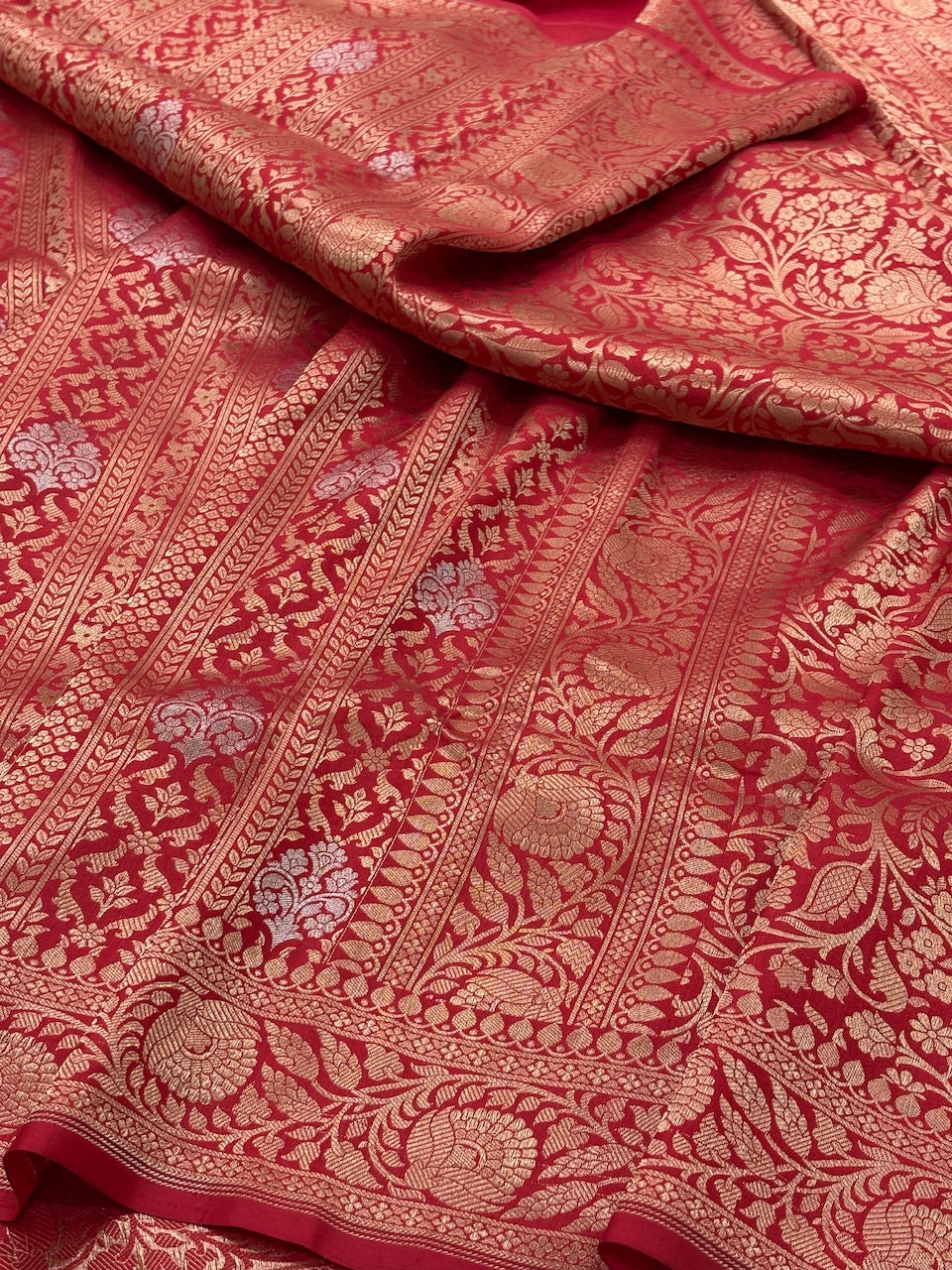 Red Banarasi Katan Brocade Silk Saree