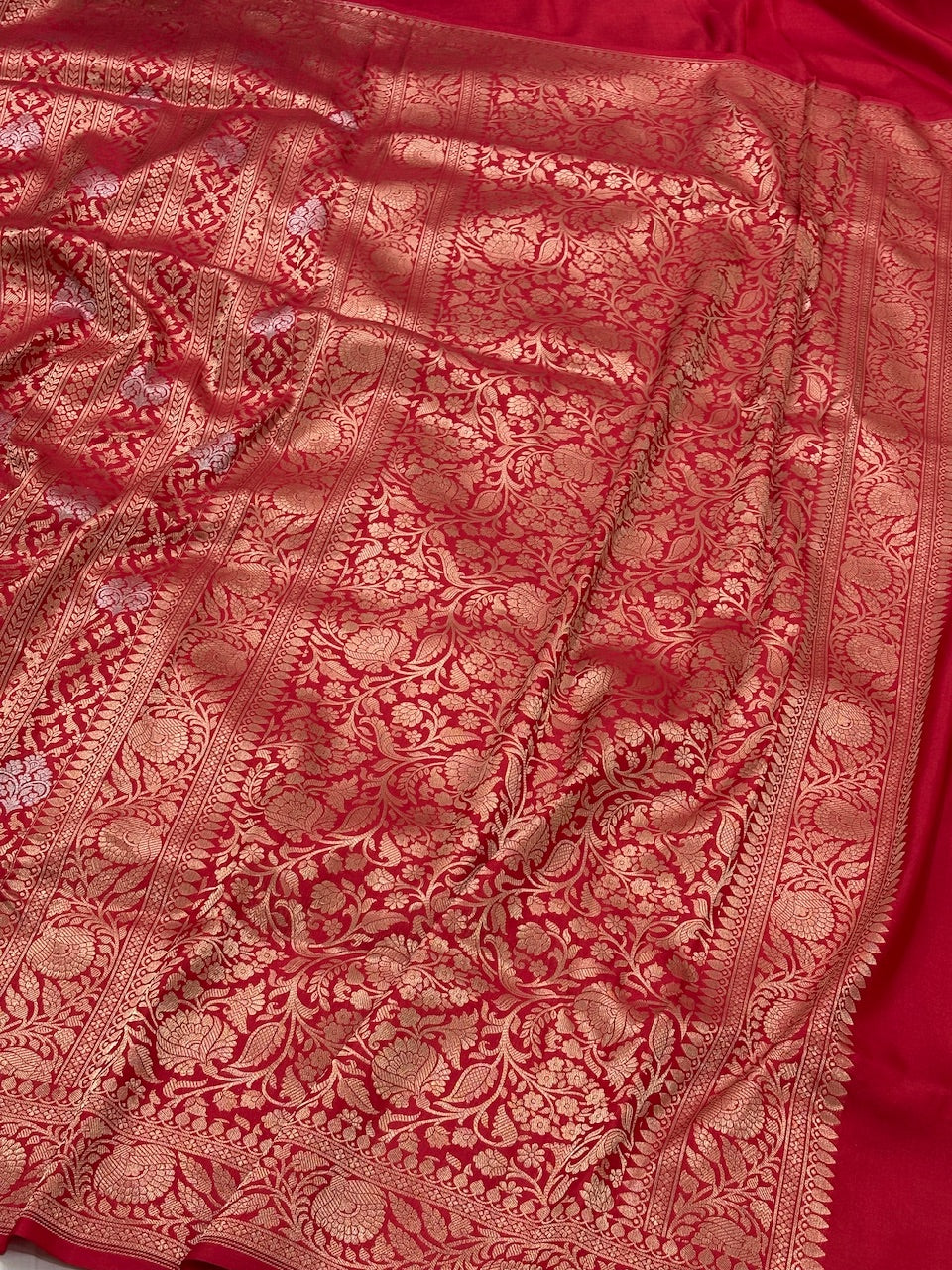 Red Banarasi Katan Brocade Silk Saree