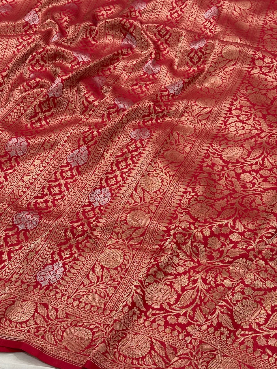 Red Banarasi Katan Brocade Silk Saree