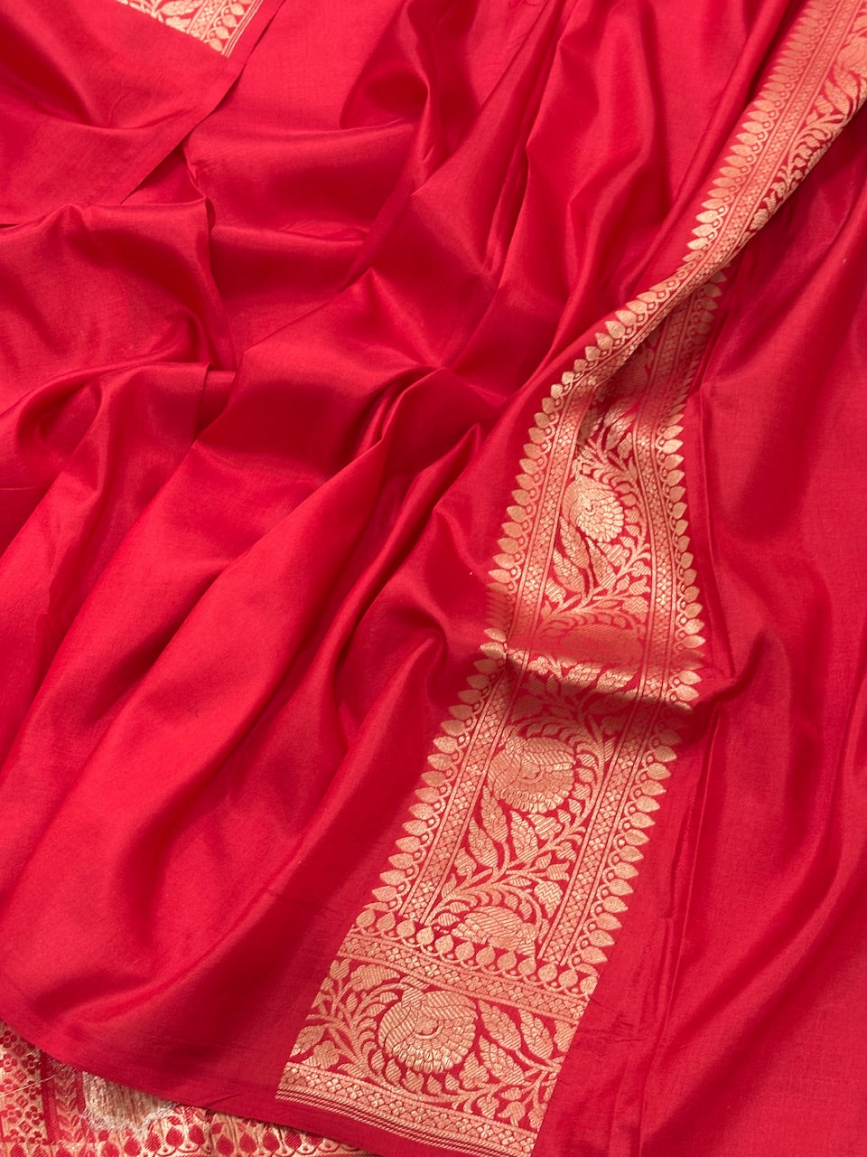 Red Banarasi Katan Brocade Silk Saree