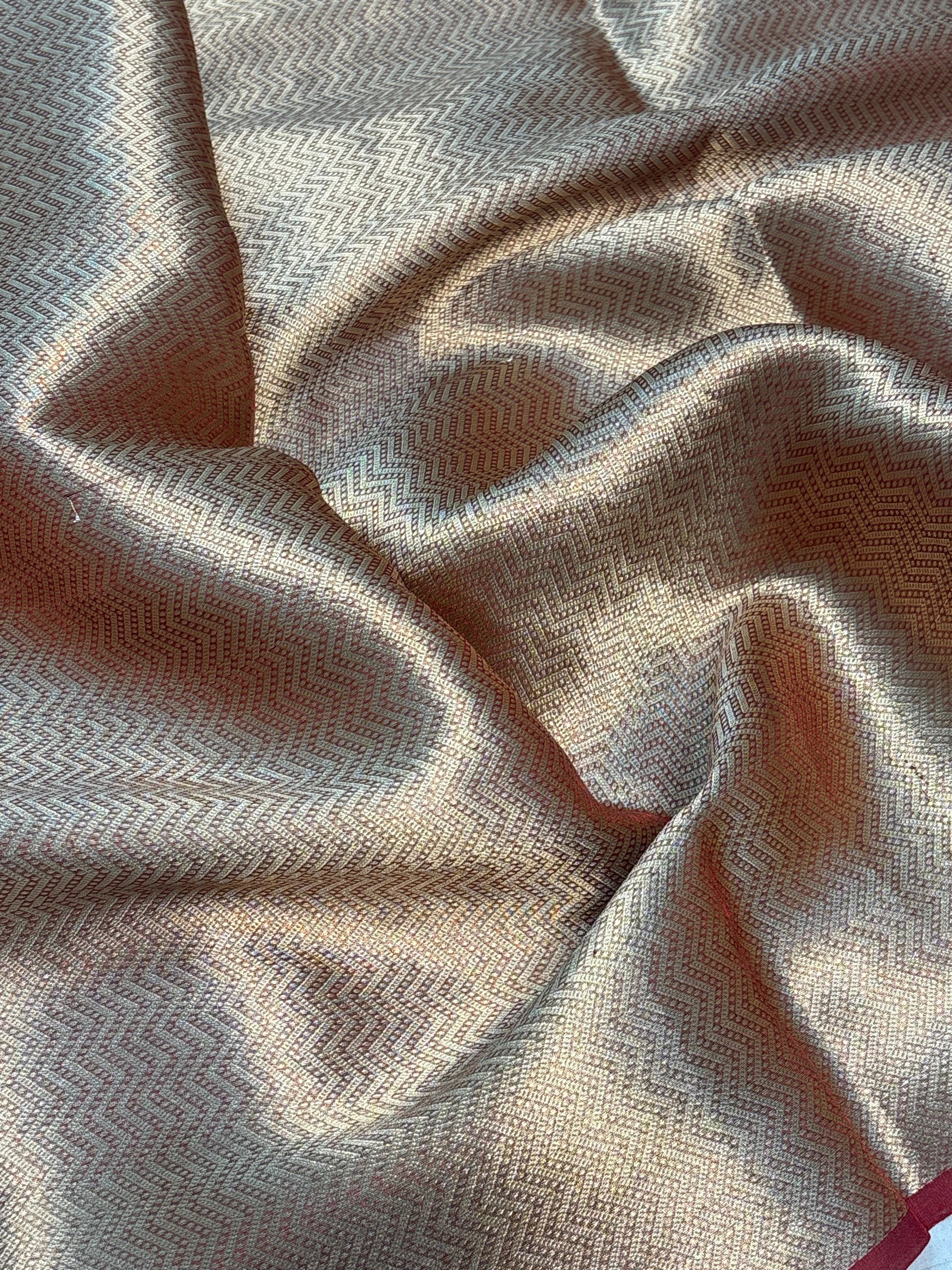 Pure Maroon Handloom Tissue Saree