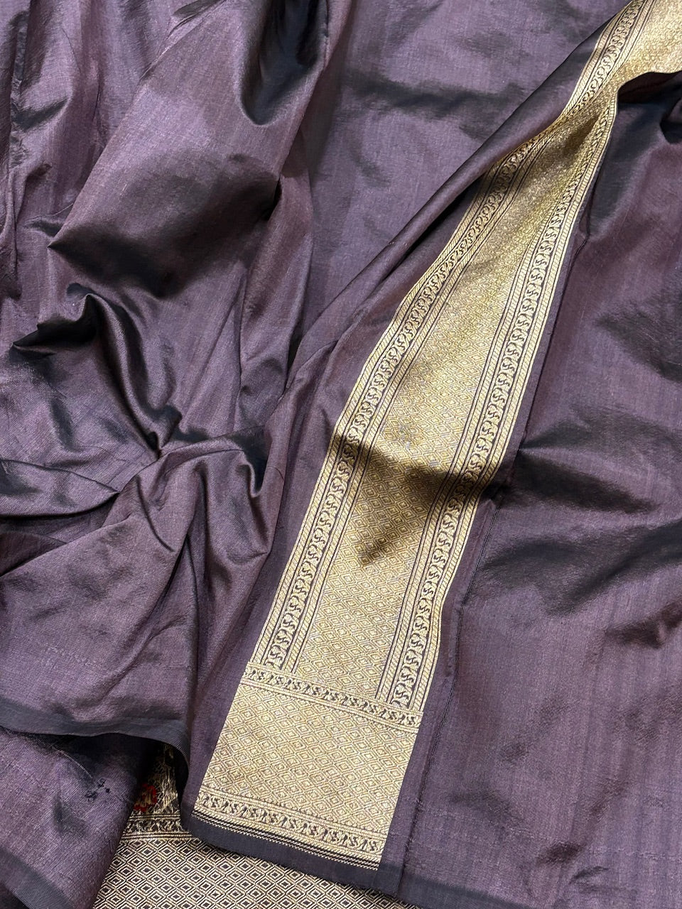 Aumbergine Purple Banarasi Katan Brocade Silk Saree
