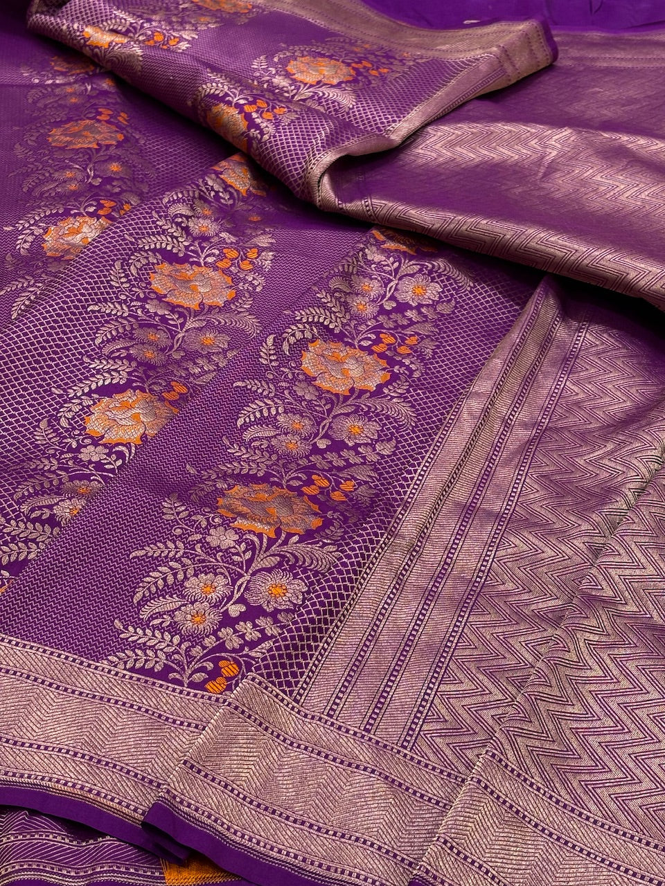 Magenta Banarasi Katan Brocade Silk Saree