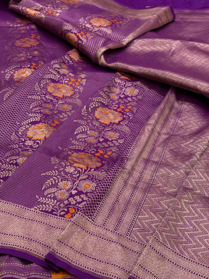 Magenta Banarasi Katan Brocade Silk Saree
