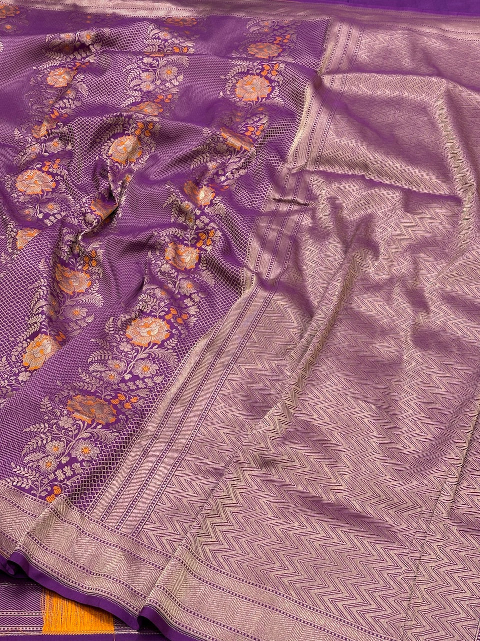 Magenta Banarasi Katan Brocade Silk Saree