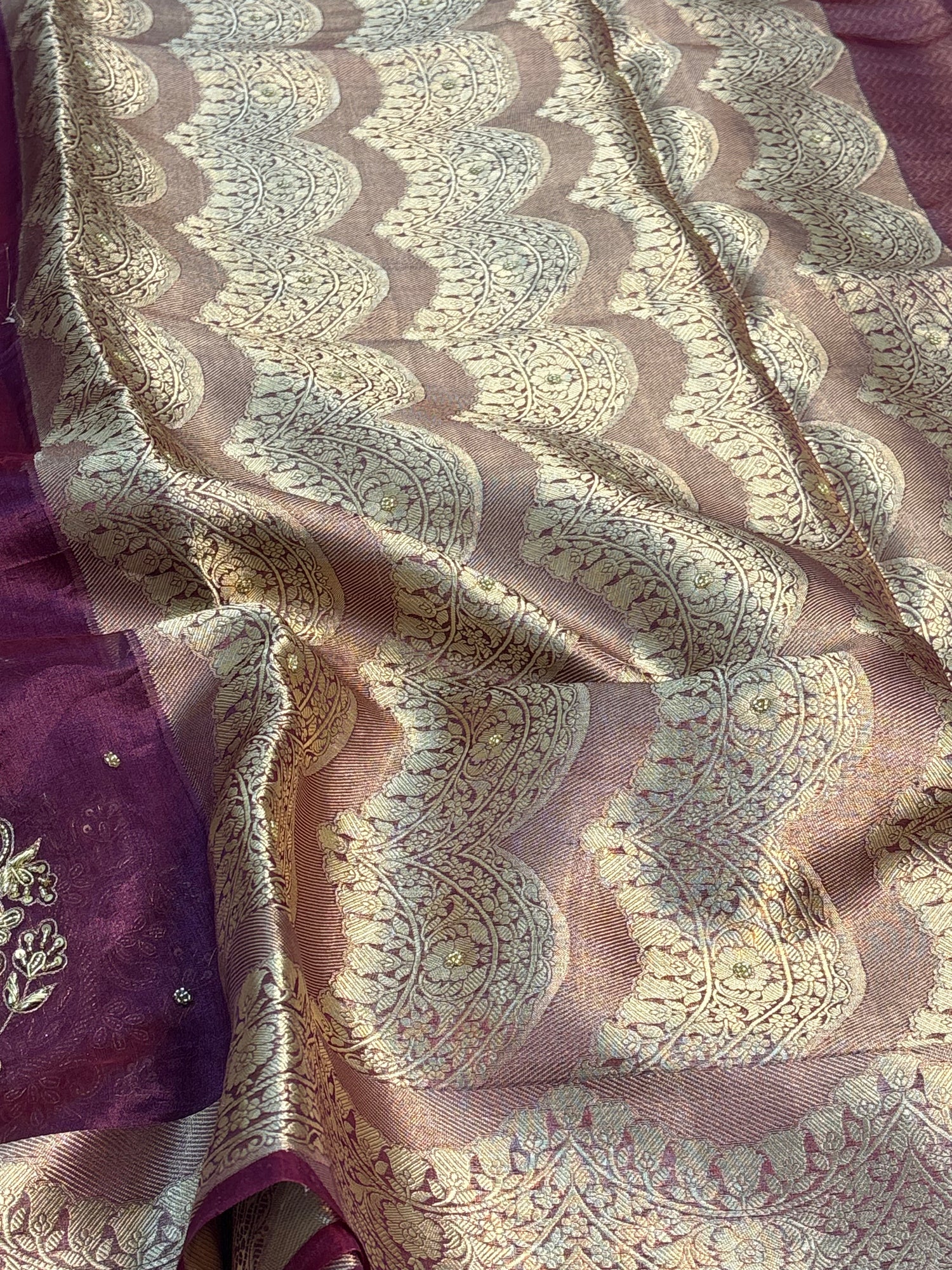 Pure Purple Handloom Tissue Saree