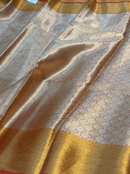 Orange Handloom Tissue Banarasi Brocade Saree