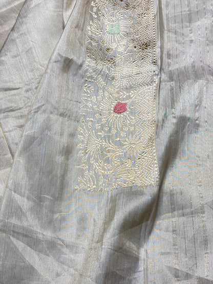 Ivory Tissue Banarasi Silk Handwoven Saree