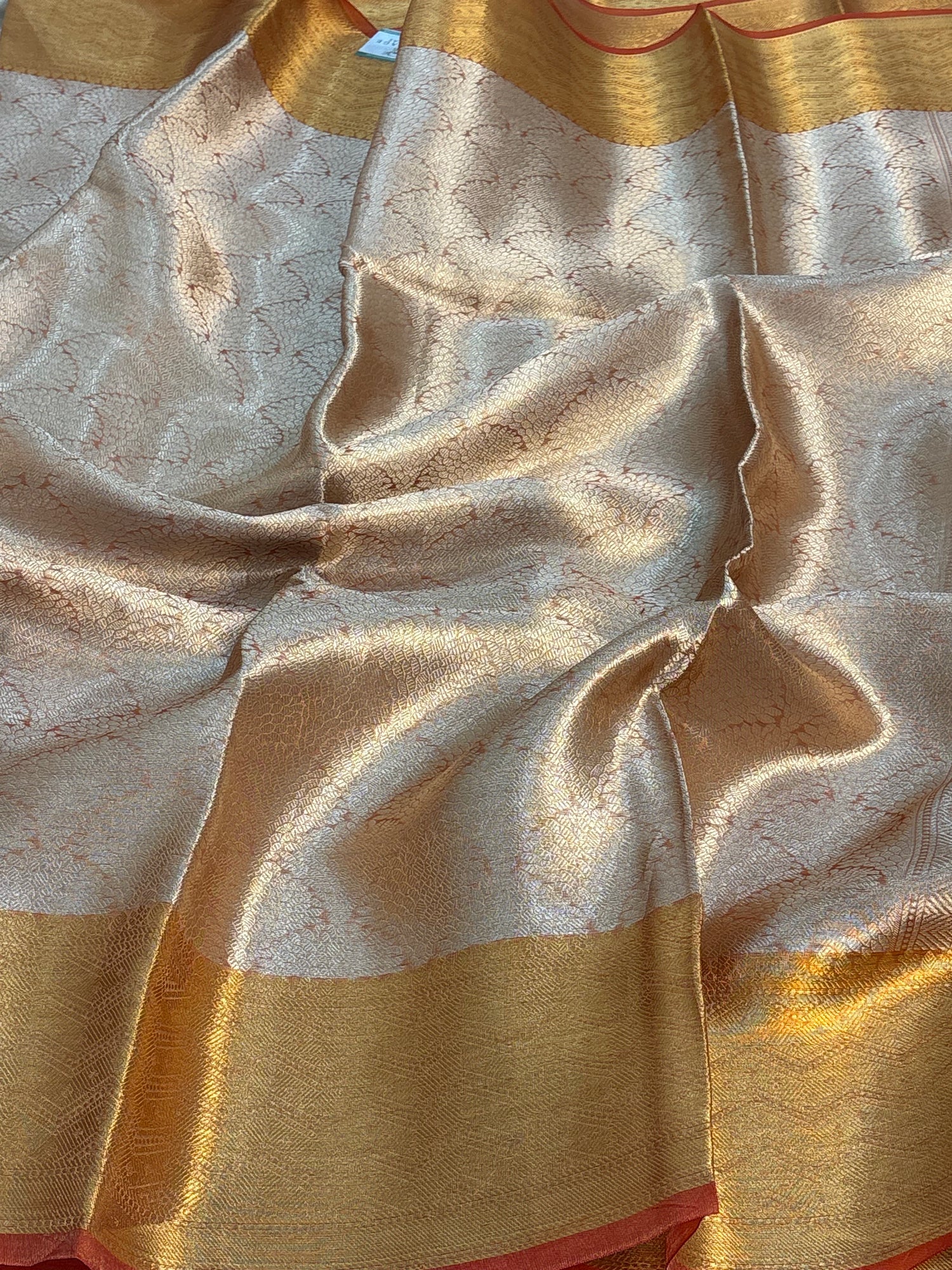 Orange Handloom Tissue Banarasi Brocade Saree