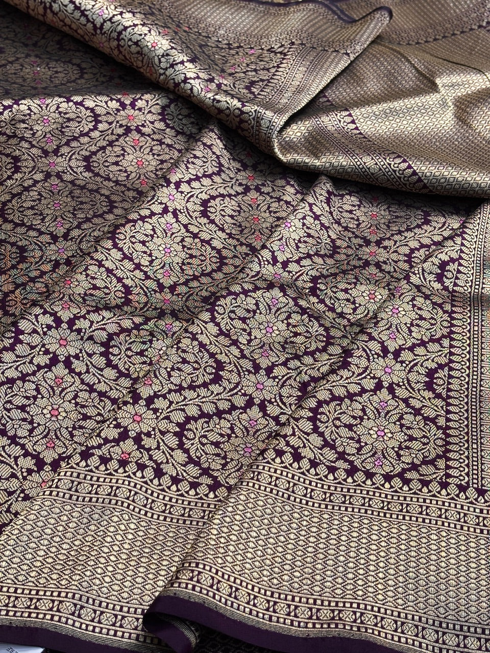 Magenta Banarasi Katan Brocade Silk Saree