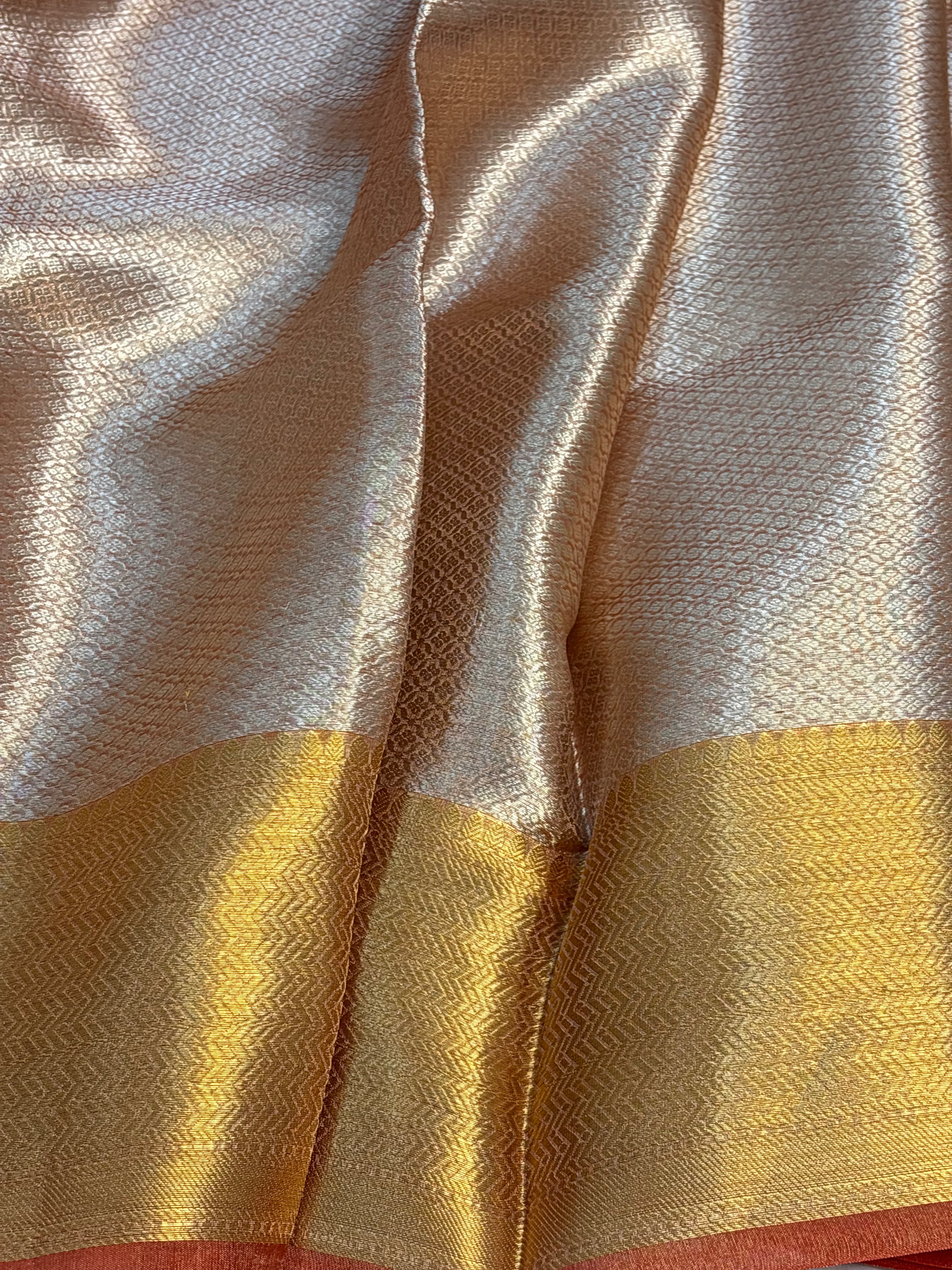 Orange Handloom Tissue Banarasi Brocade Saree