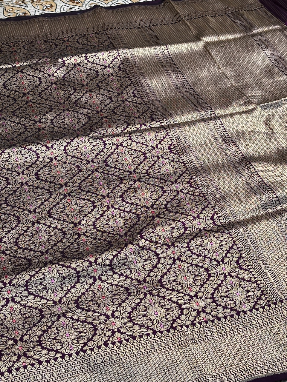 Magenta Banarasi Katan Brocade Silk Saree