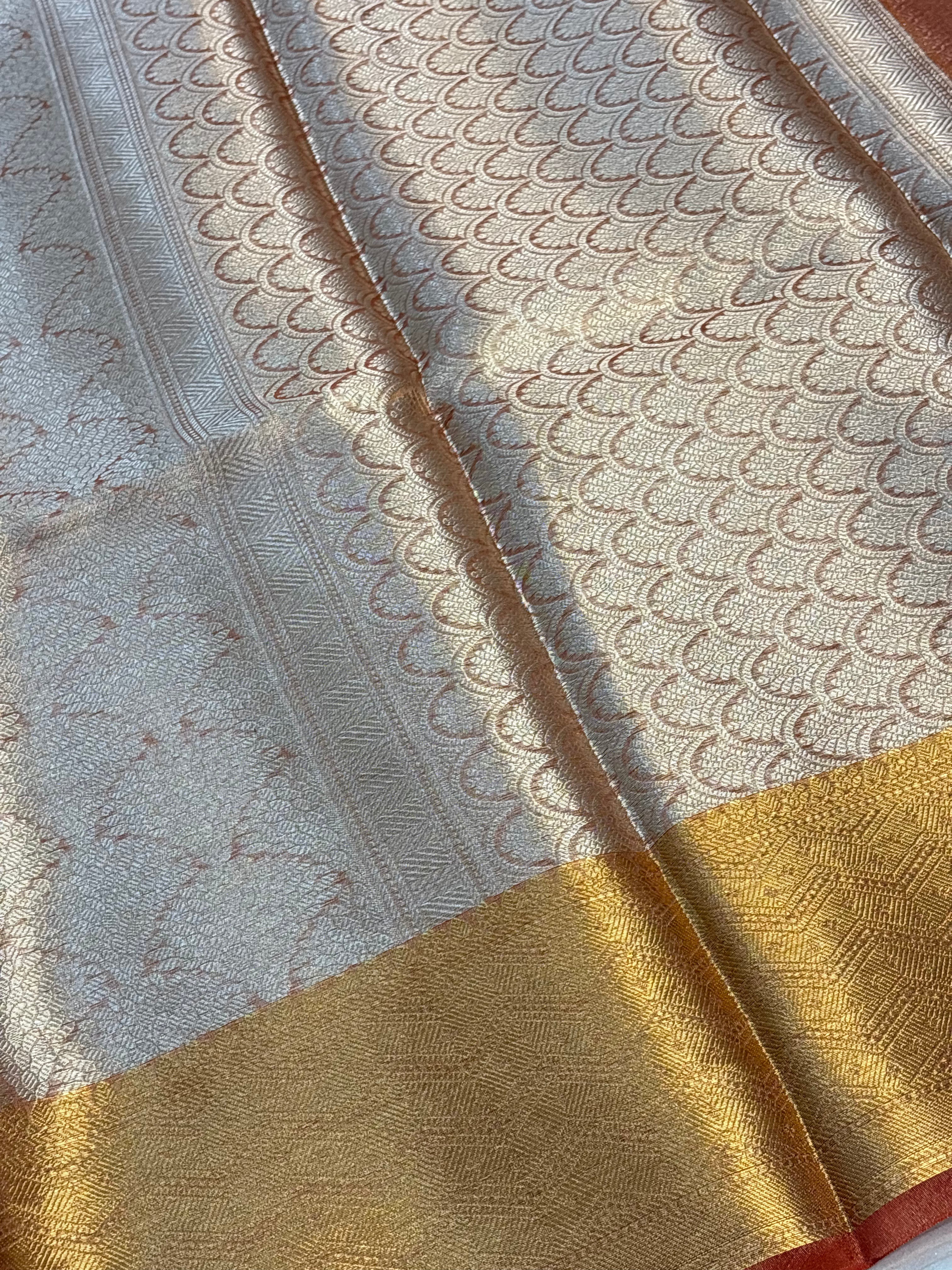 Orange Handloom Tissue Banarasi Brocade Saree