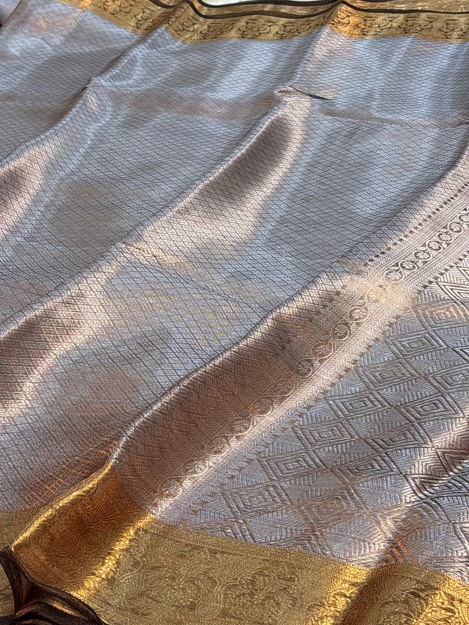 Brown Handloom Tissue Banarasi Brocade Saree