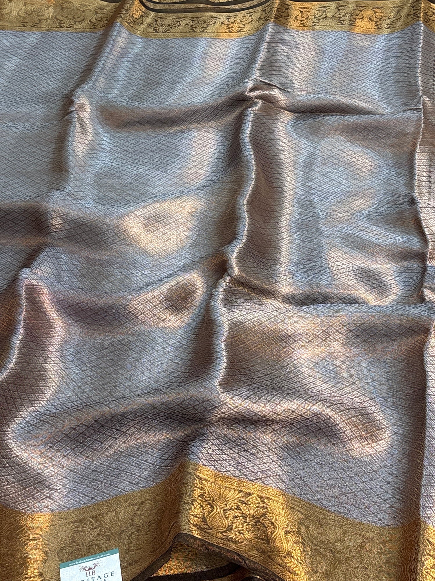 Brown Handloom Tissue Banarasi Brocade Saree