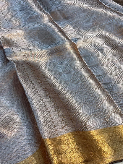 Brown Handloom Tissue Banarasi Brocade Saree