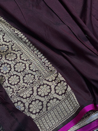 Brown Pure Banarasi Sona Rupa Katan Silk Saree