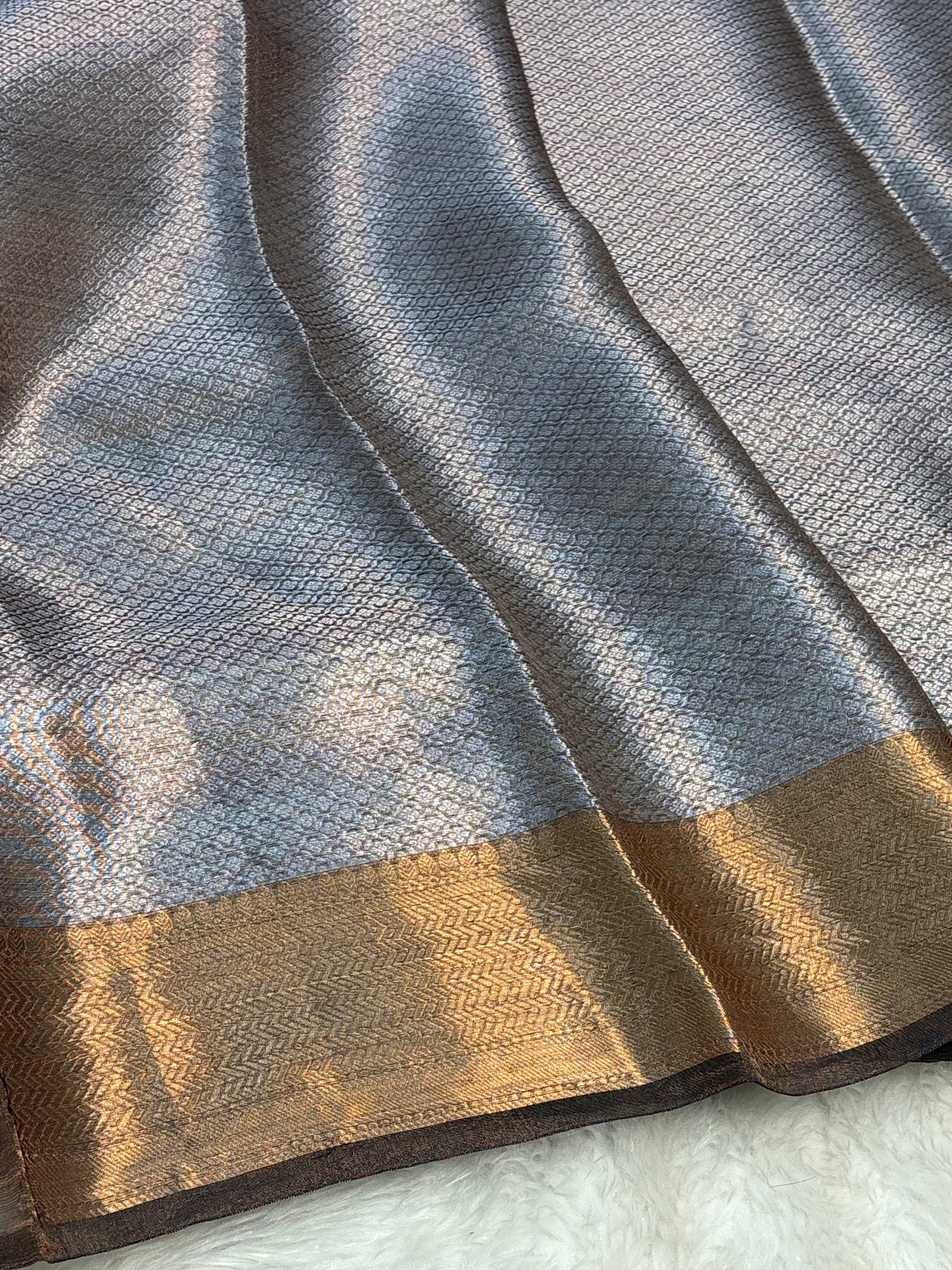 Brown Handloom Tissue Banarasi Brocade Saree