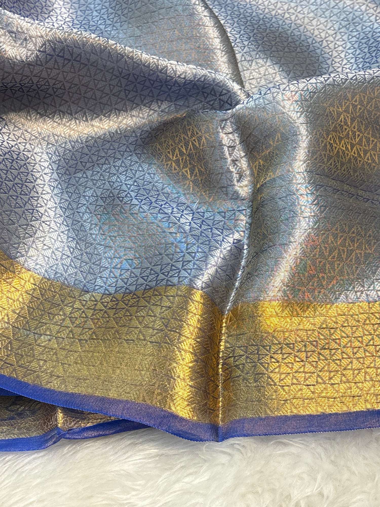 Royal Blue Handloom Tissue Banarasi Brocade Saree