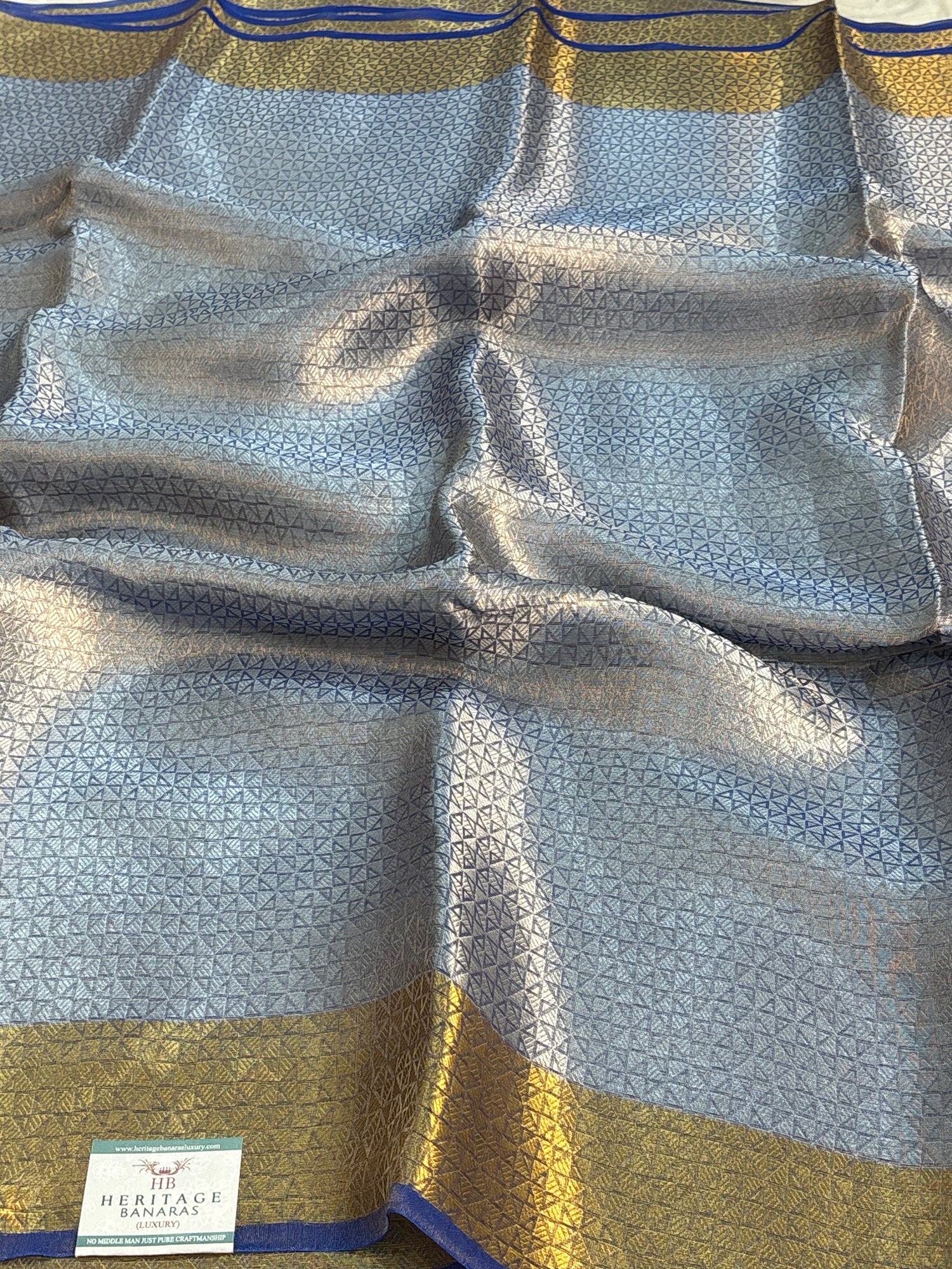 Royal Blue Handloom Tissue Banarasi Brocade Saree
