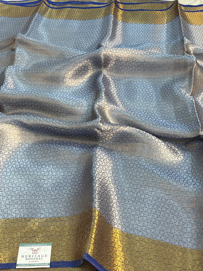 Royal Blue Handloom Tissue Banarasi Brocade Saree