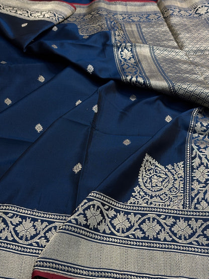Neavy Blue Pure Banarasi Ektara  Silk Handwoven Saree
