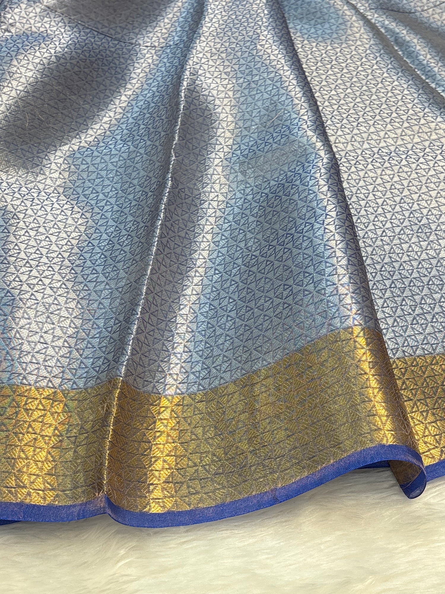 Royal Blue Handloom Tissue Banarasi Brocade Saree