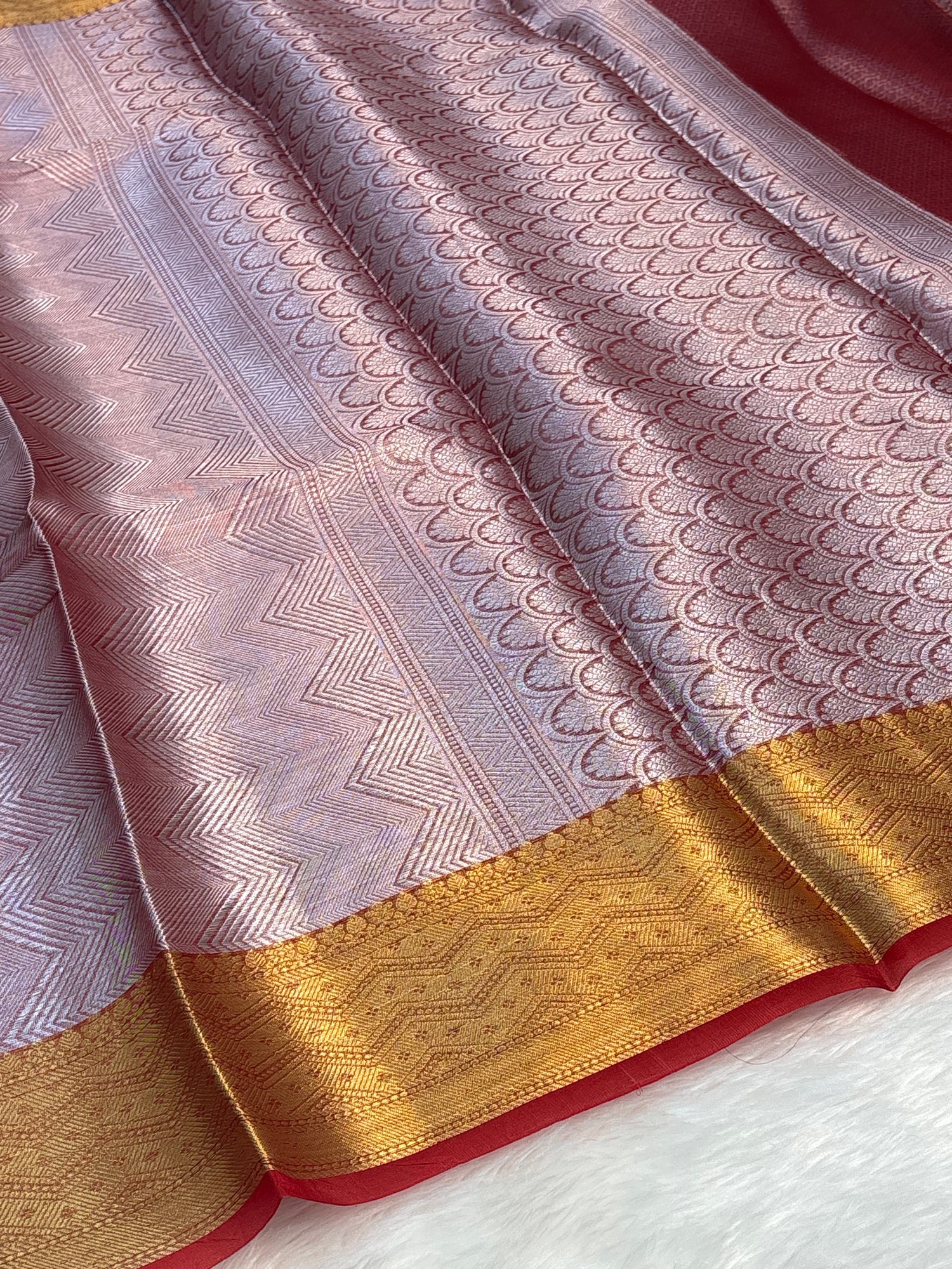 Red Handloom Tissue Banarasi Brocade Saree