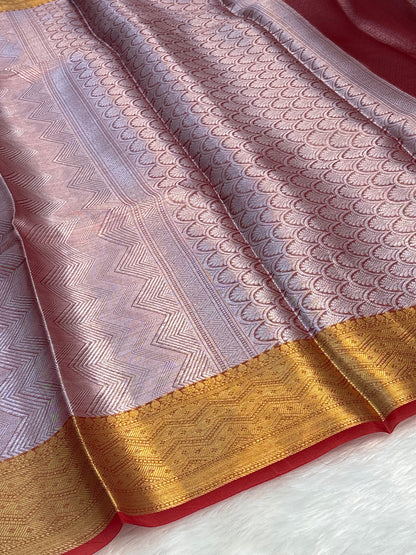 Red Handloom Tissue Banarasi Brocade Saree