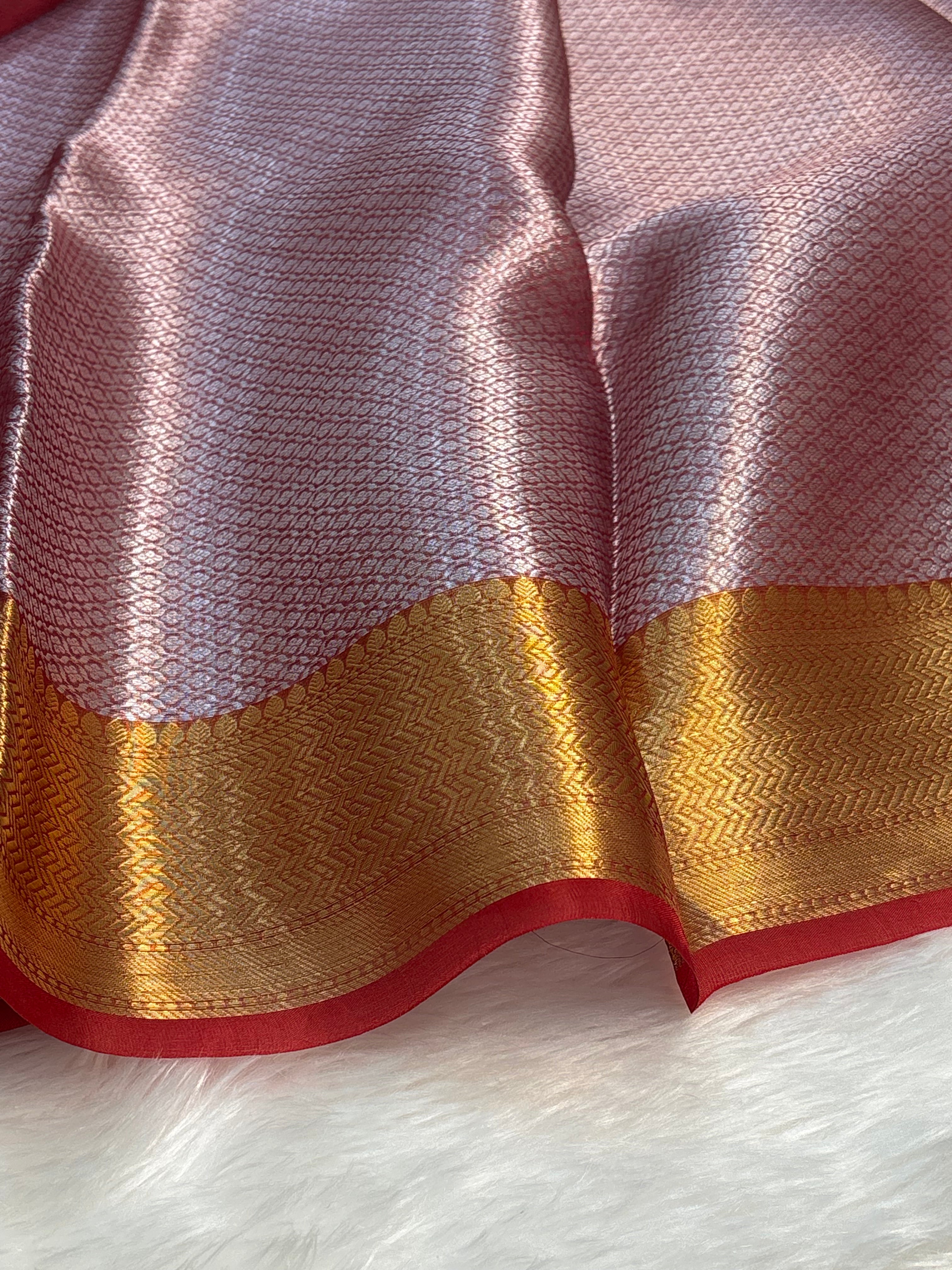 Red Handloom Tissue Banarasi Brocade Saree