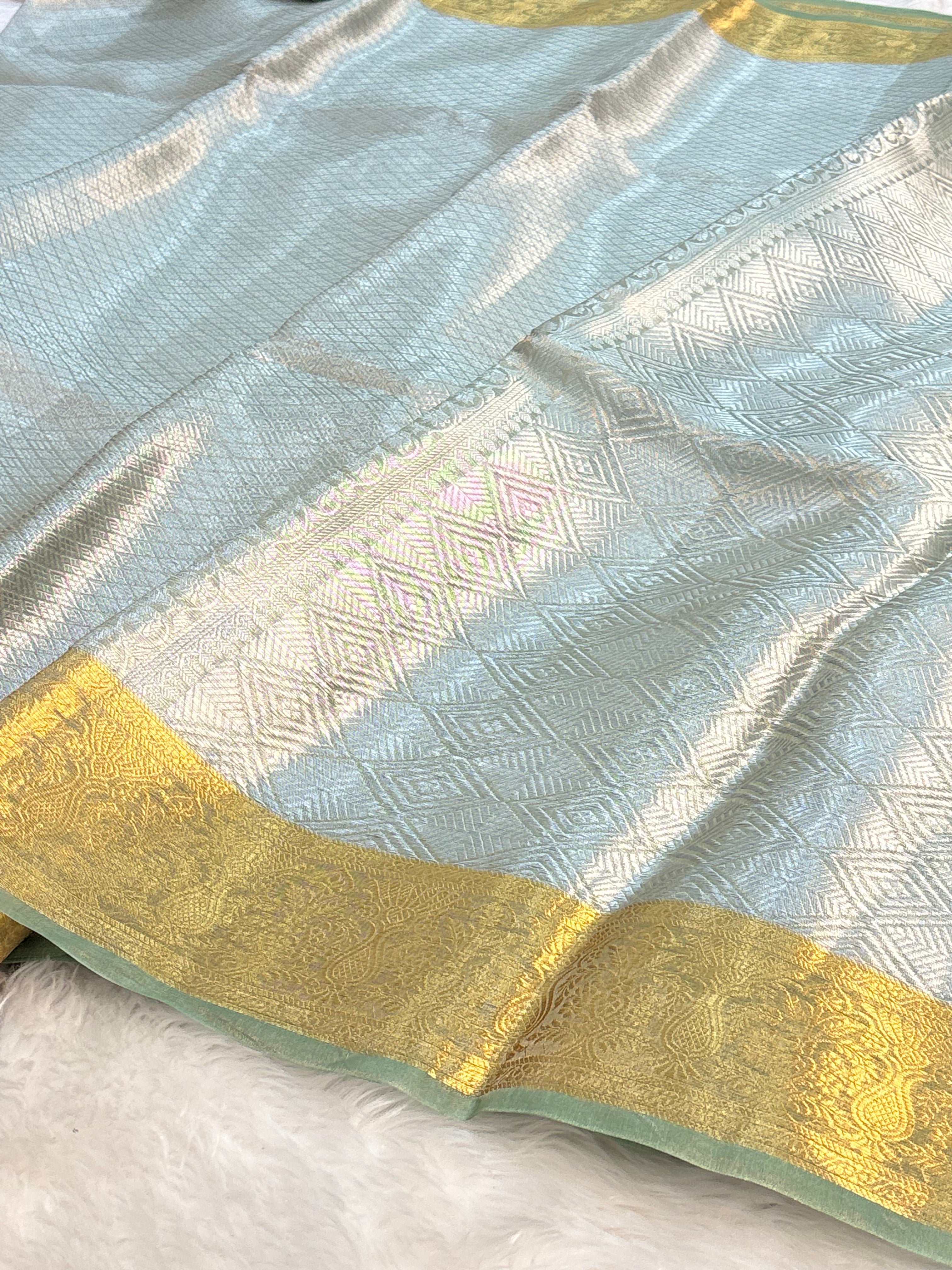Grey Handloom Tissue Banarasi Brocade Saree