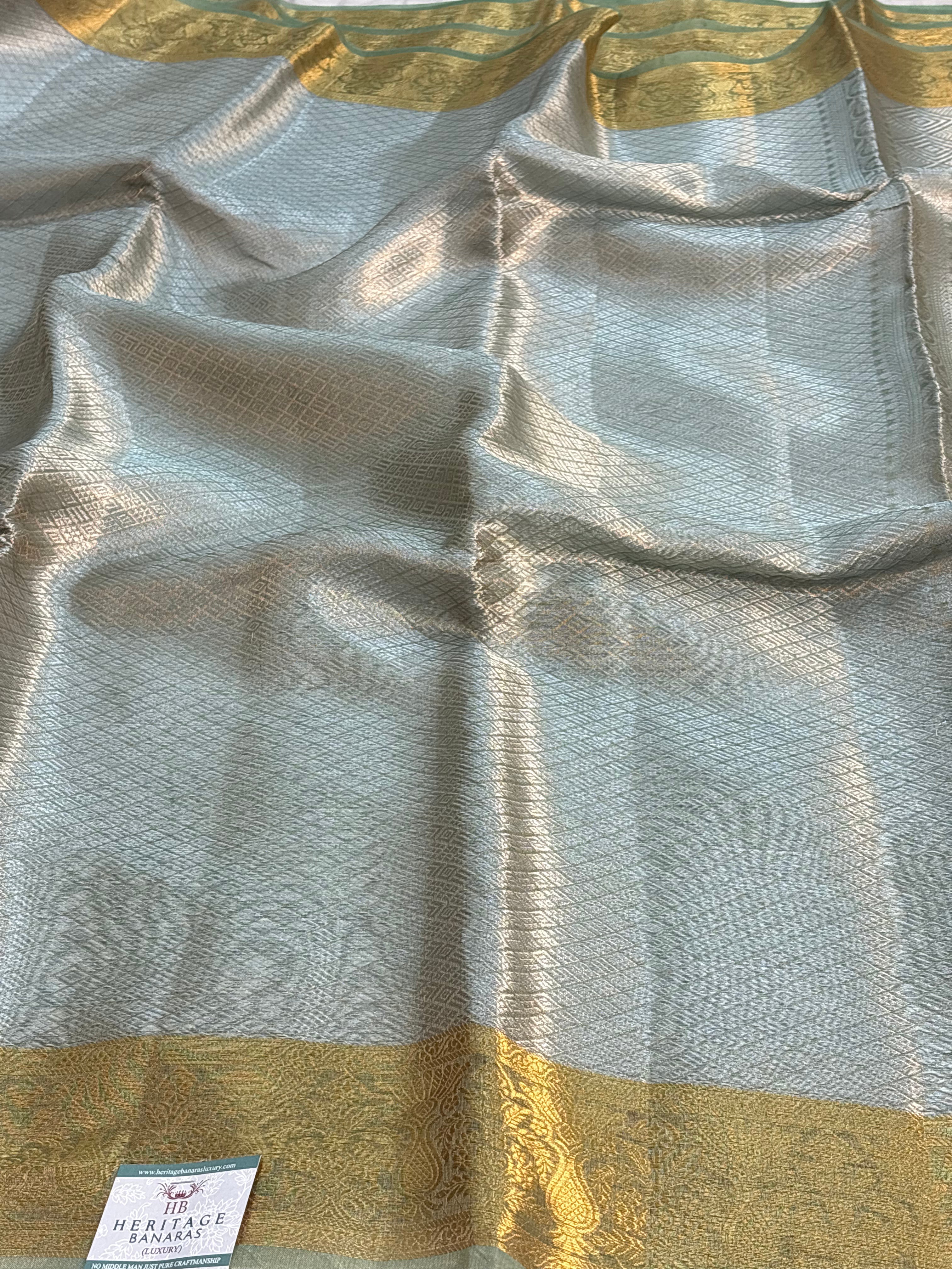 Grey Handloom Tissue Banarasi Brocade Saree